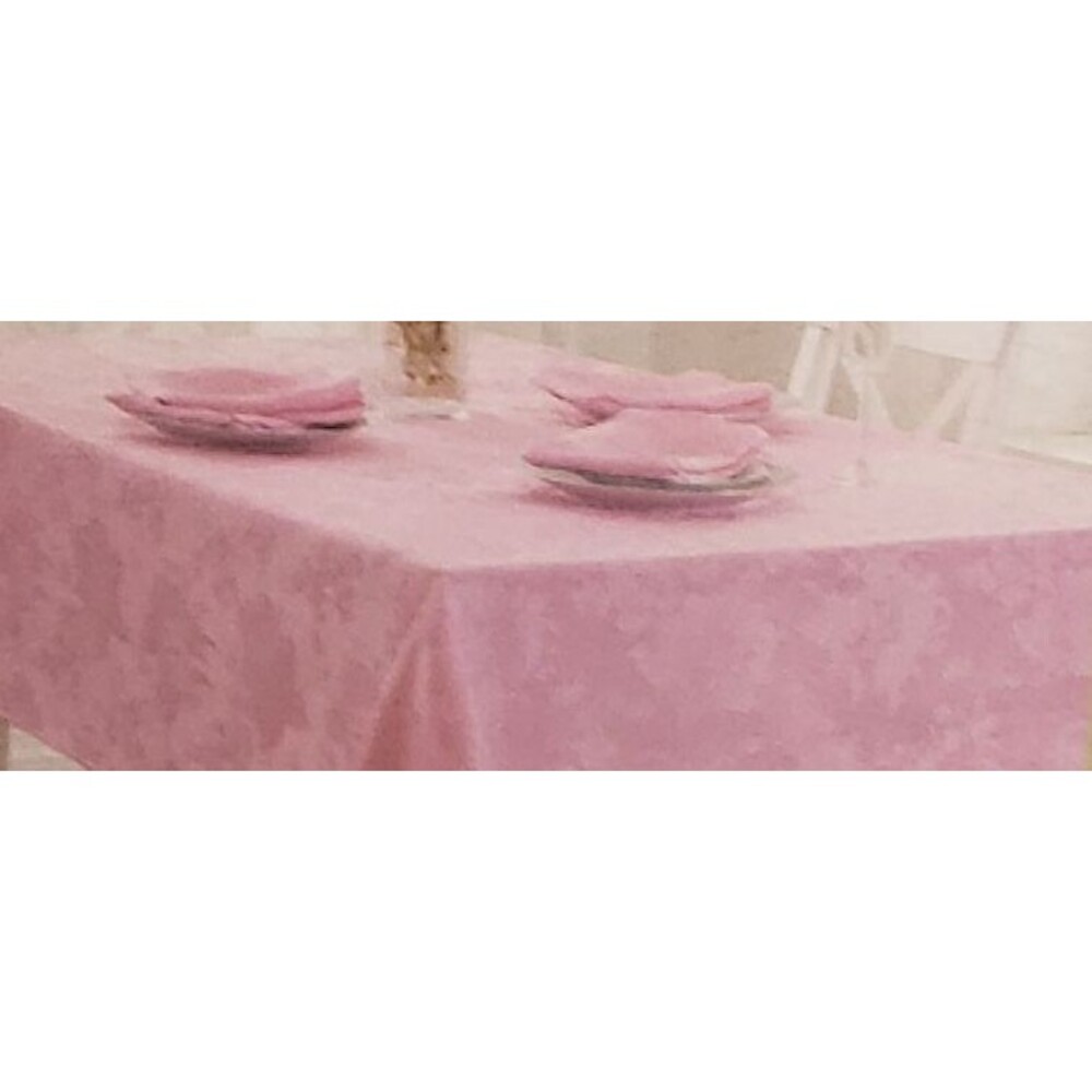 Fabric Tablecloth 60" Round (4-6 people) DAMASK FLOWERS ON PINK, SPRING DAYS, NB